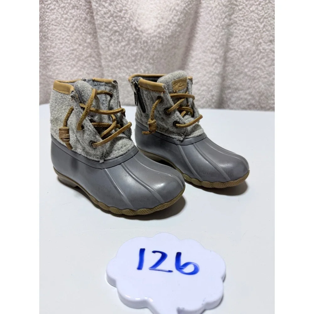 Sperry Saltwater Girls Gray Wool Duck Boots Size 8M STL162649